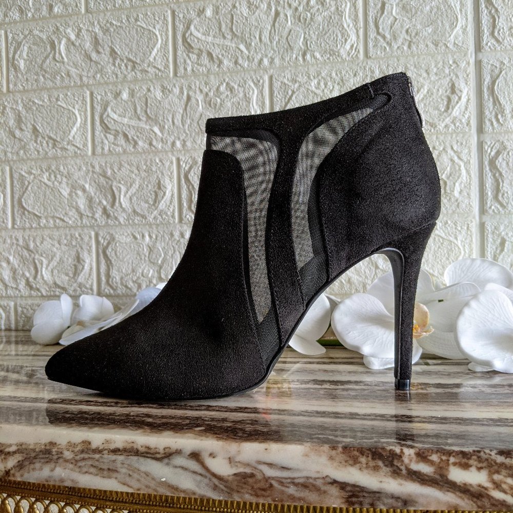 Suede like Boot Stiletto Mesh Illusion NEW Pumps